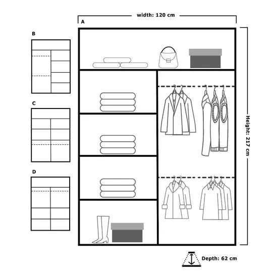 Sliding wardrobe 120cm width