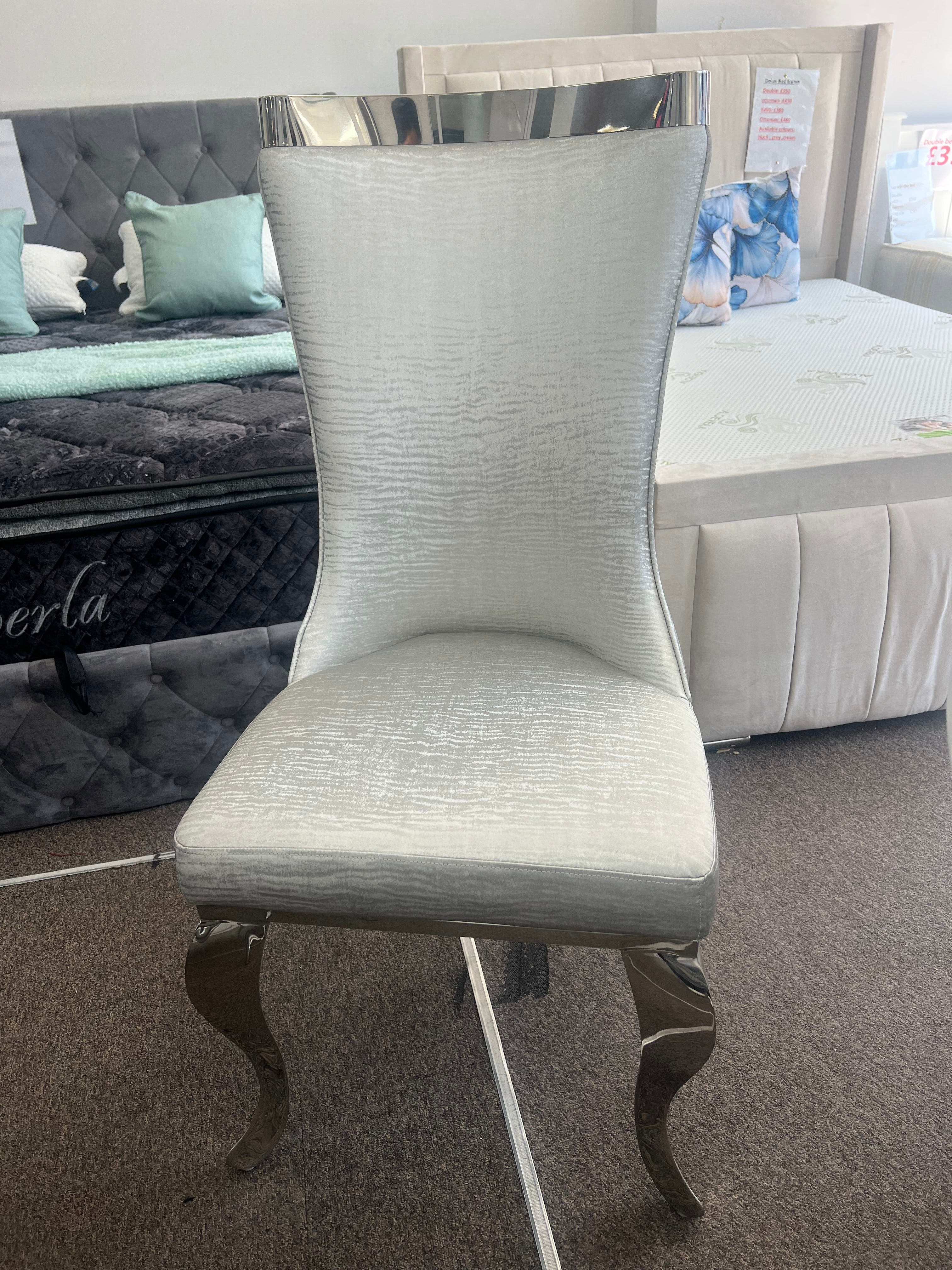 Fabric chairs with steel legs