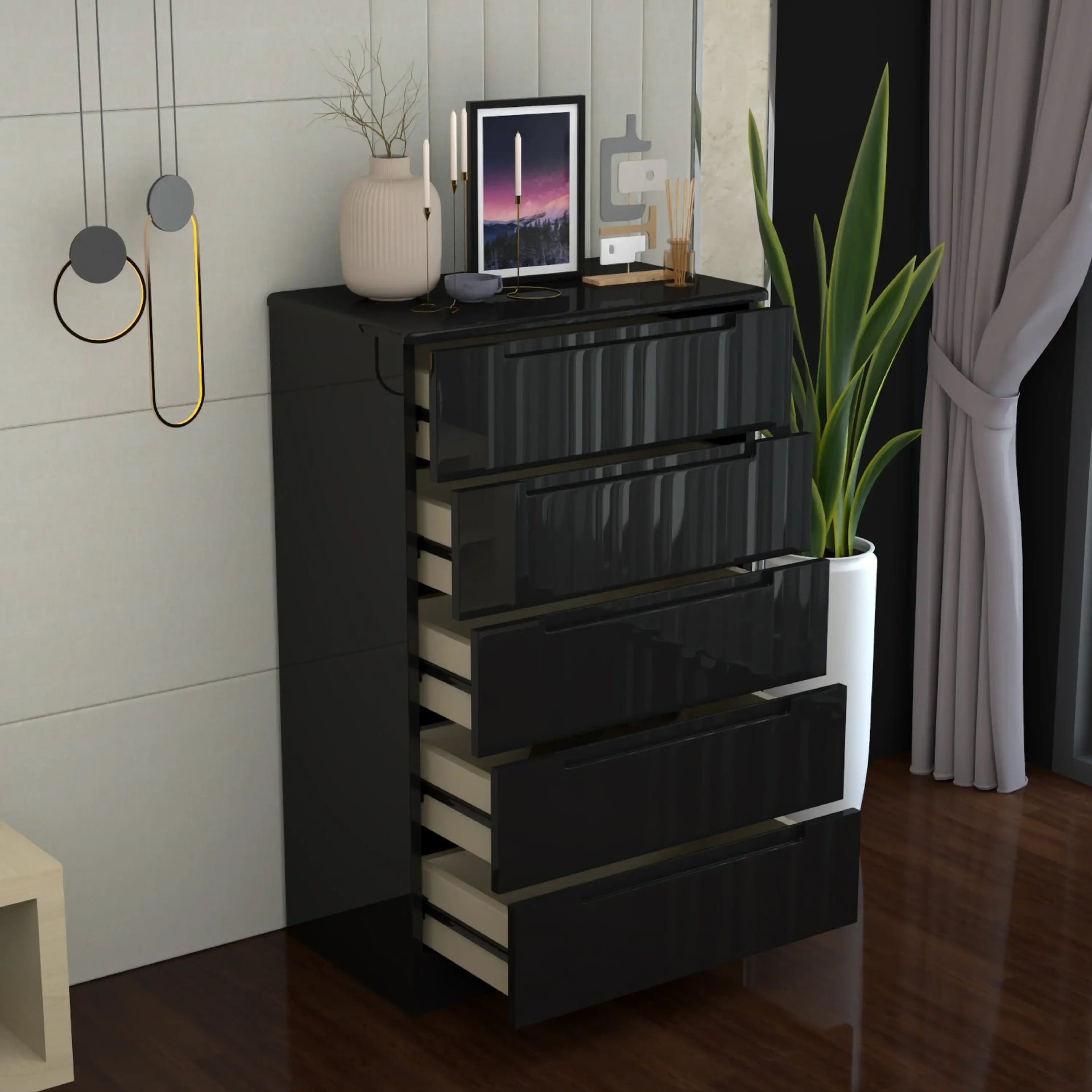 Luna chest of five drawers