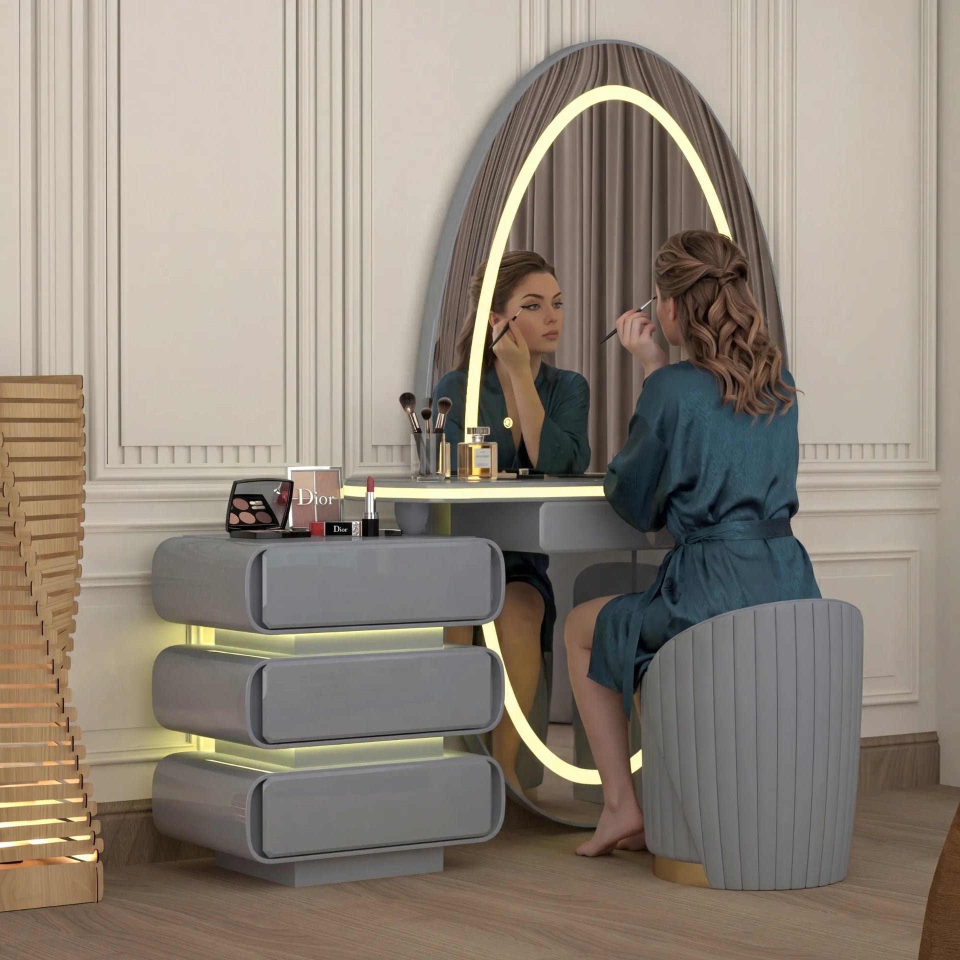 Full length Oval shape dressing table