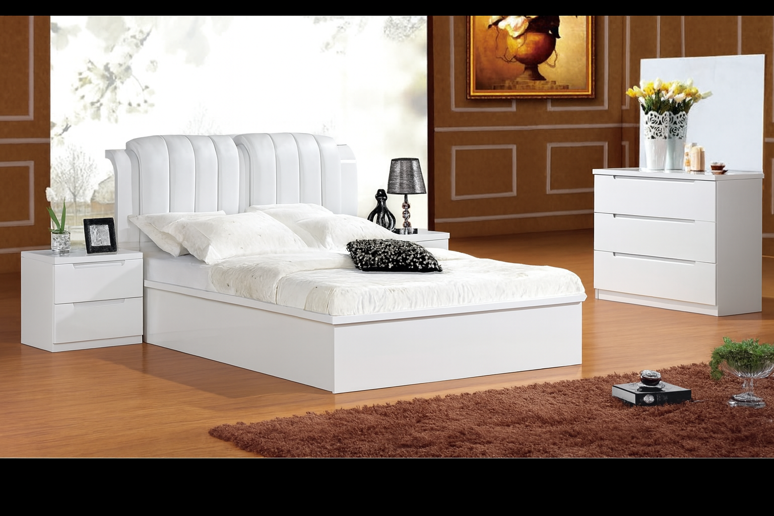 Rugby bed with leather back