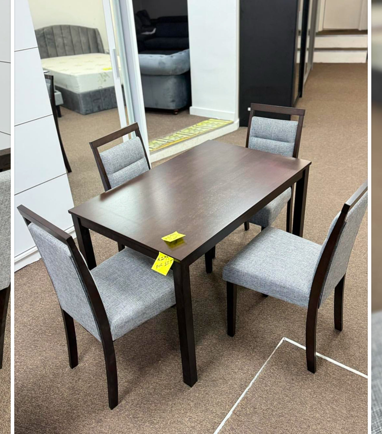 Wooden dining table with chairs