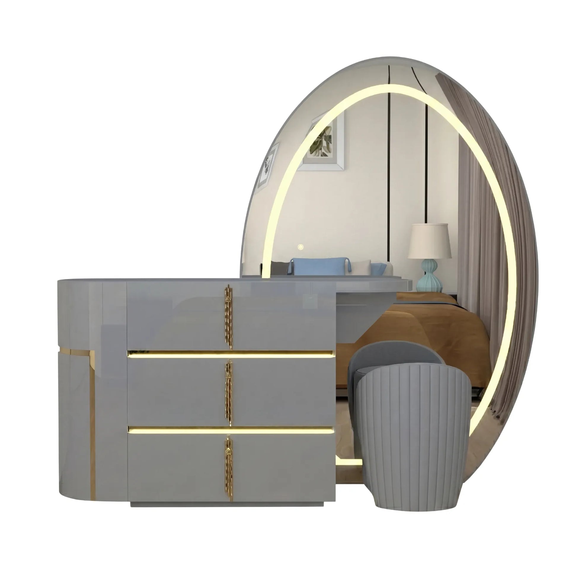 Basil high gloss full length dressing table