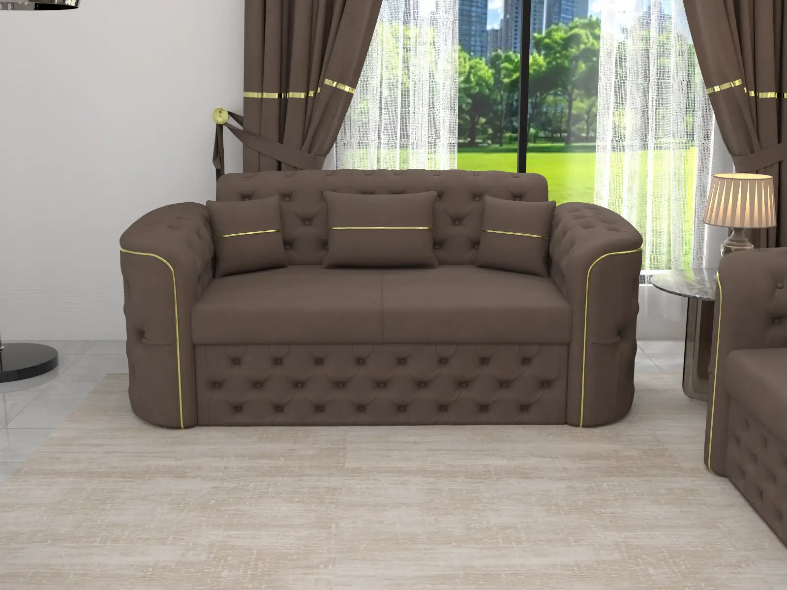 Luxor Sofa Set
Pull Out Sofa | Roll Over Backrest | Full Memory Foam | Metal Legs |