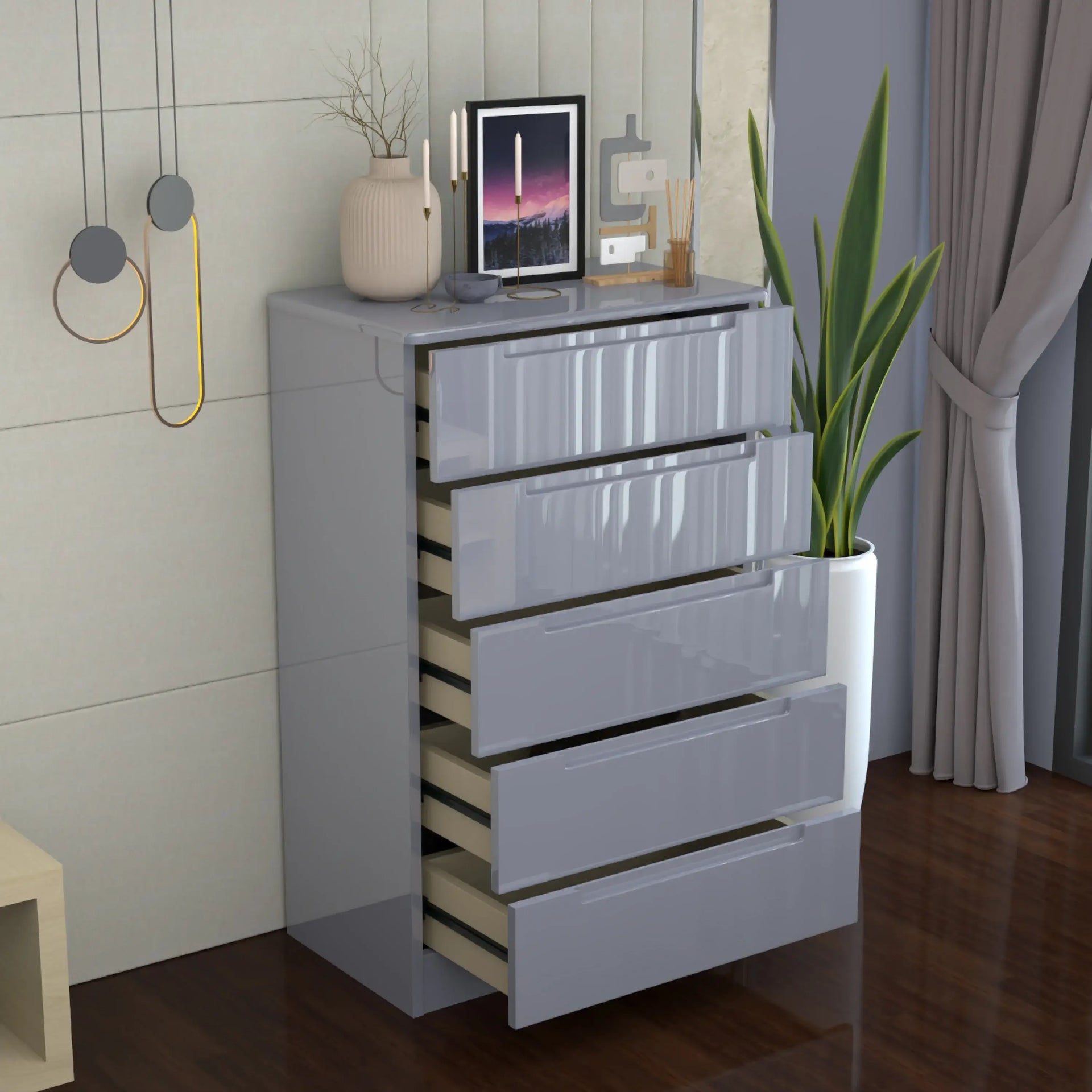 Luna chest of five drawers