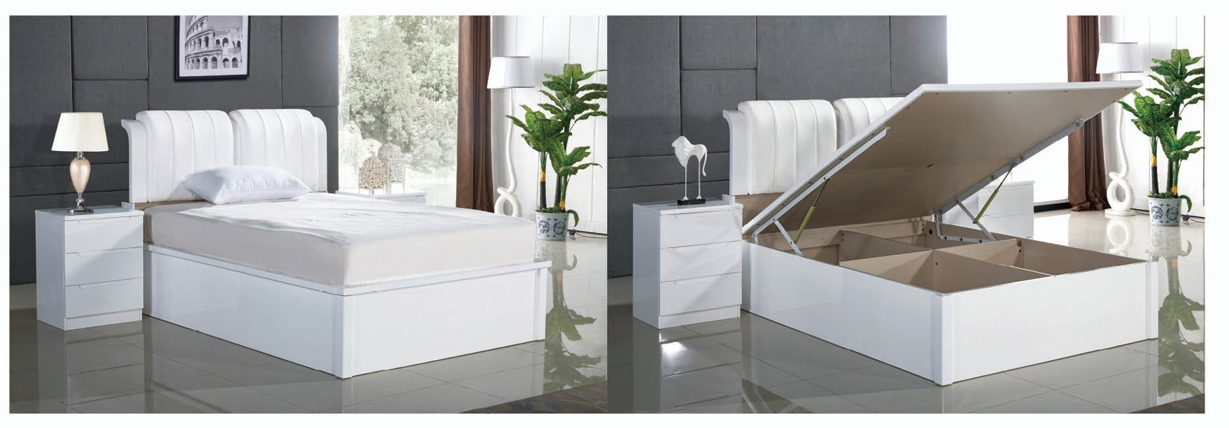 Rugby bed with leather back