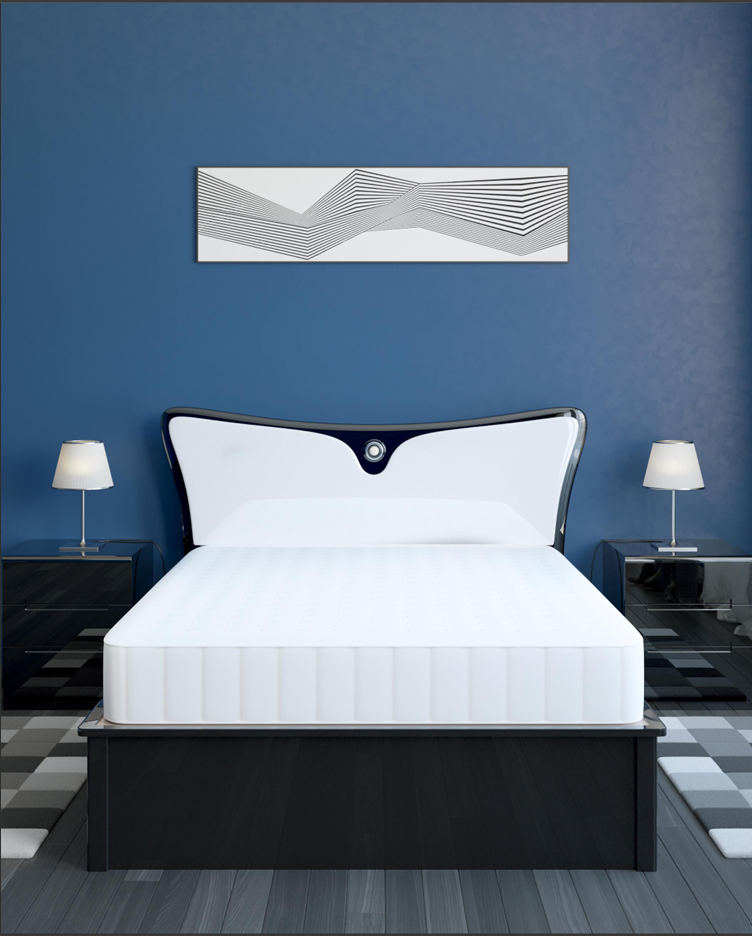 Wooden bed with led & built-in speaker