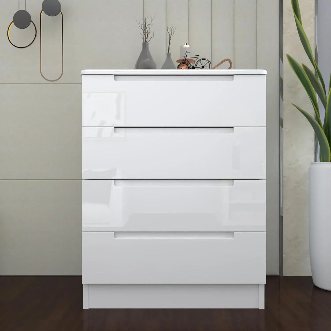 High gloss Luna chest of 4 drawers