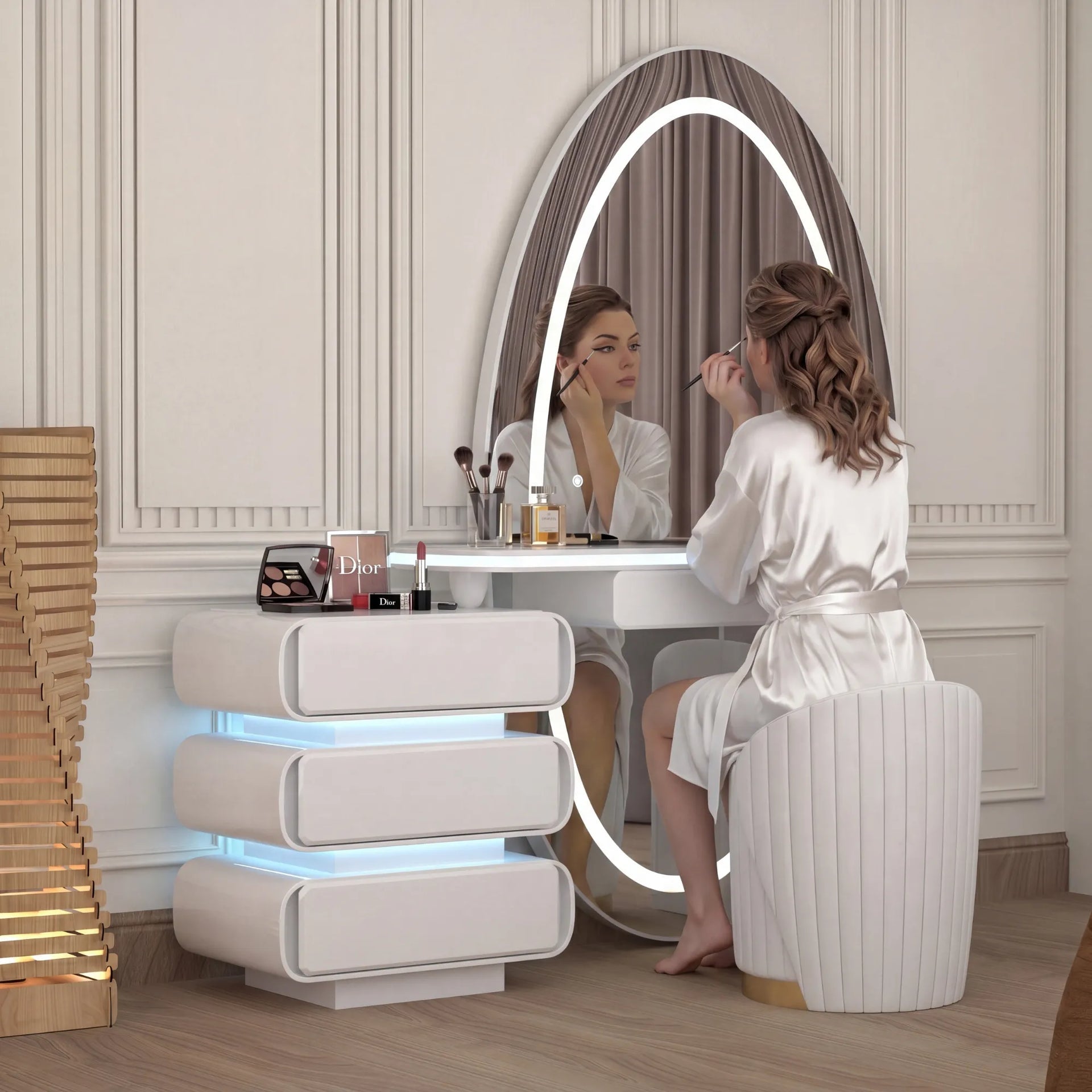 Full length Oval shape dressing table