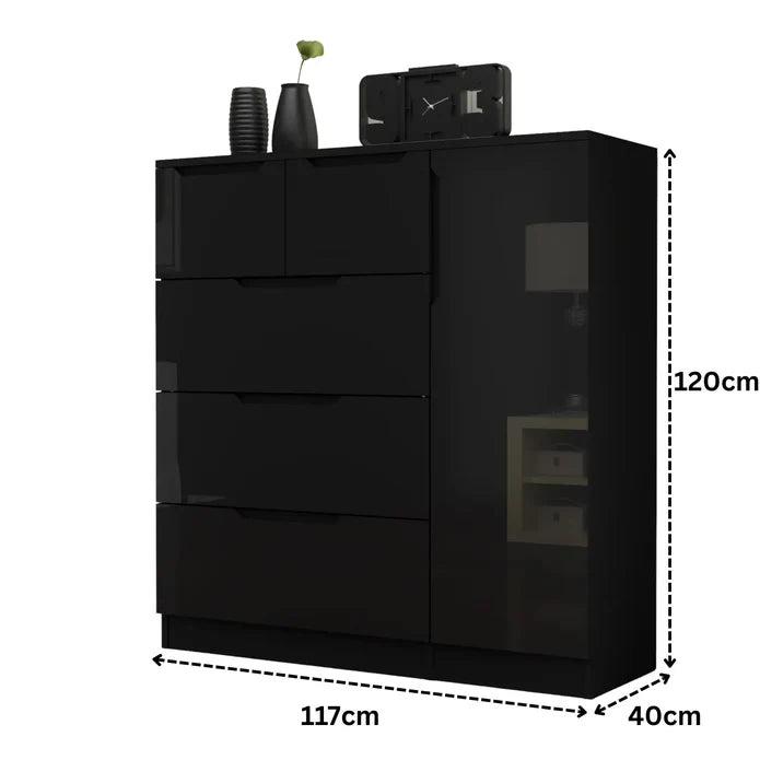 Rome high gloss chest of drawers