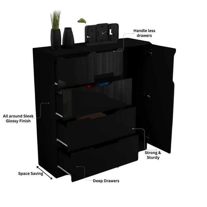 Rome high gloss chest of drawers