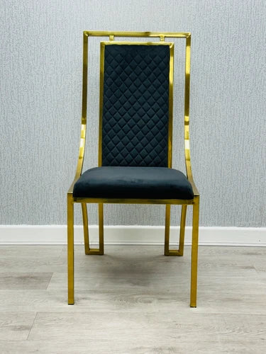 Set of 2 Windsor Black & Gold Dining Chair