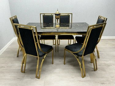 Set of 2 Windsor Black & Gold Dining Chair