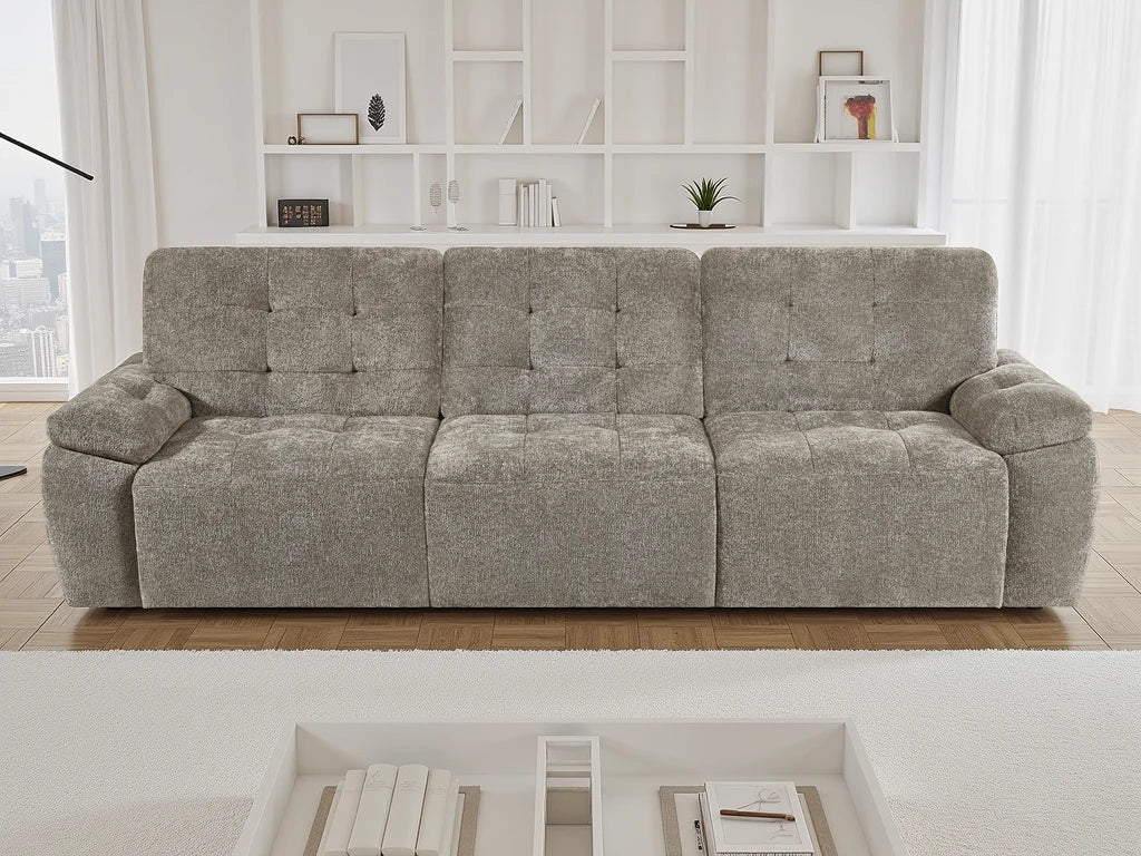 Dallas Electric 3 Seater Sofabed Grey Convertible Luxury Sofa Bed