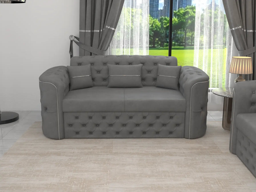 Luxor Sofa Set
Pull Out Sofa | Roll Over Backrest | Full Memory Foam | Metal Legs |