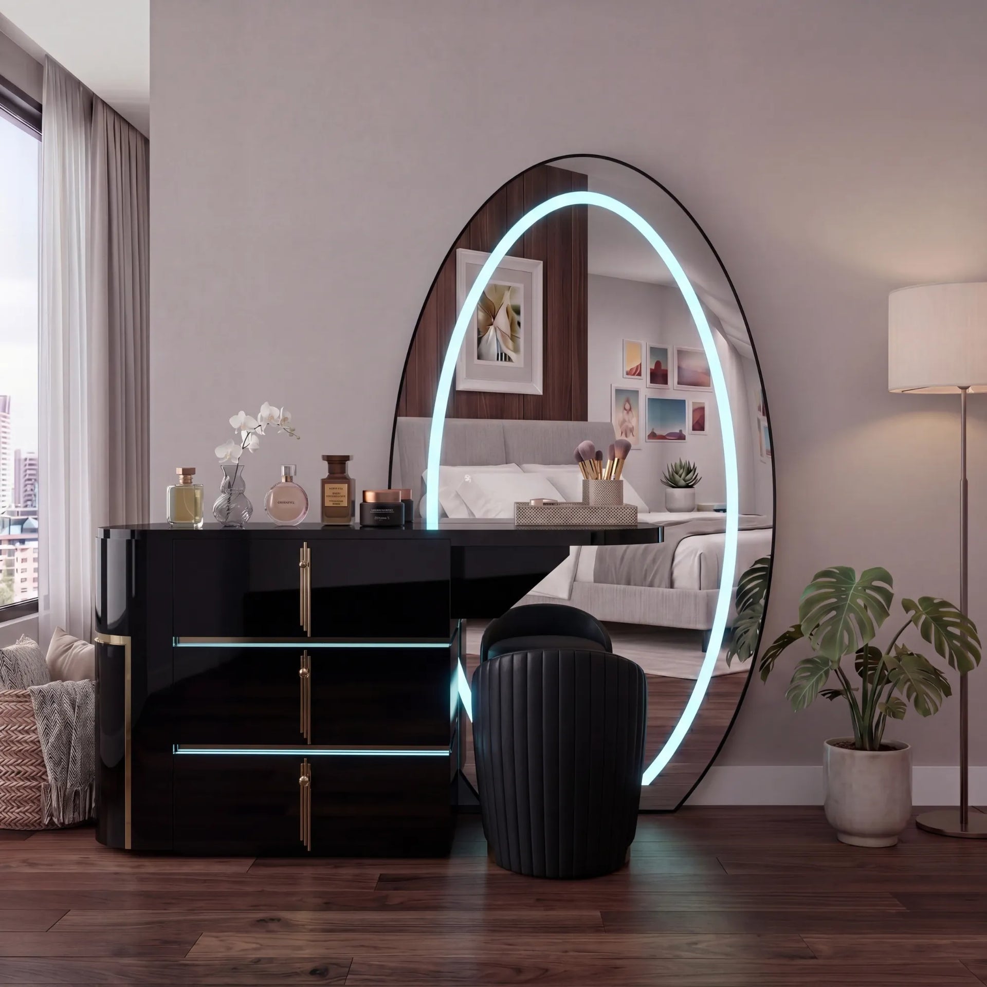 Basil high gloss full length dressing table