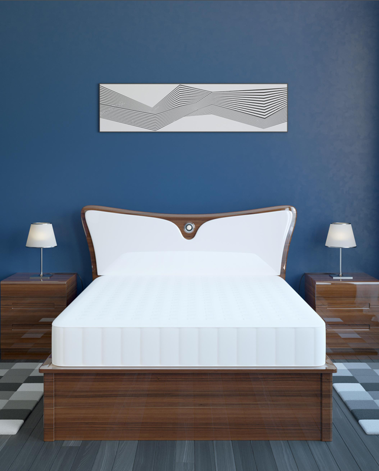 Wooden bed with led & built-in speaker