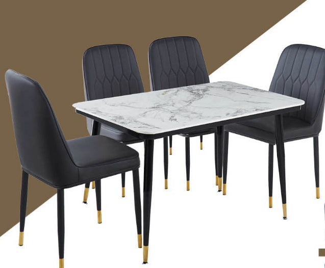 Scorpio dining table with Tulip chairs