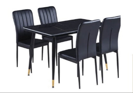 Scorpio dining table with Tulip chairs