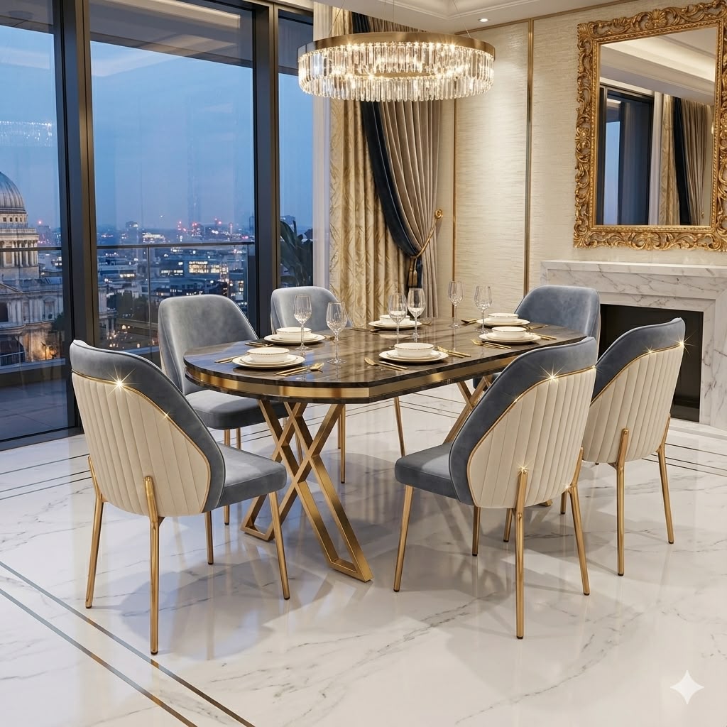 MISHI TURKISH DINNING TABLE With 6 Chairs