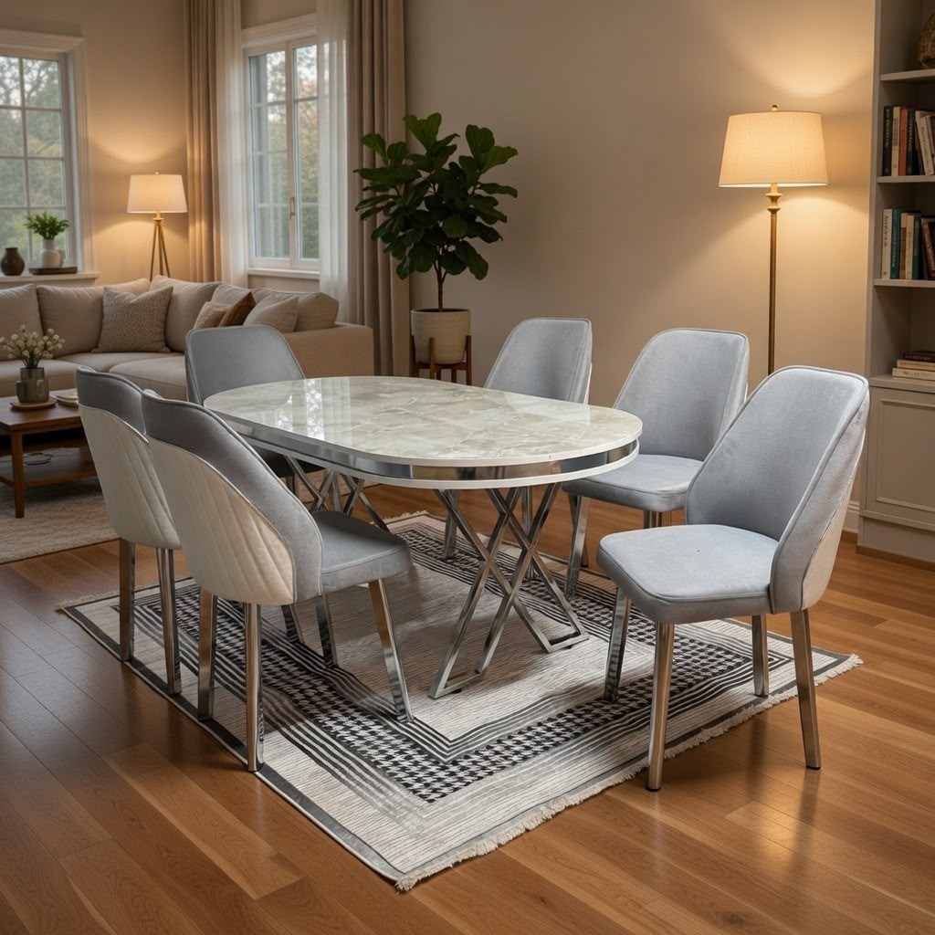 MISHI TURKISH DINNING TABLE With 6 Chairs