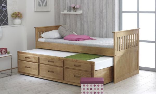 Captain bed with trundle and drawer