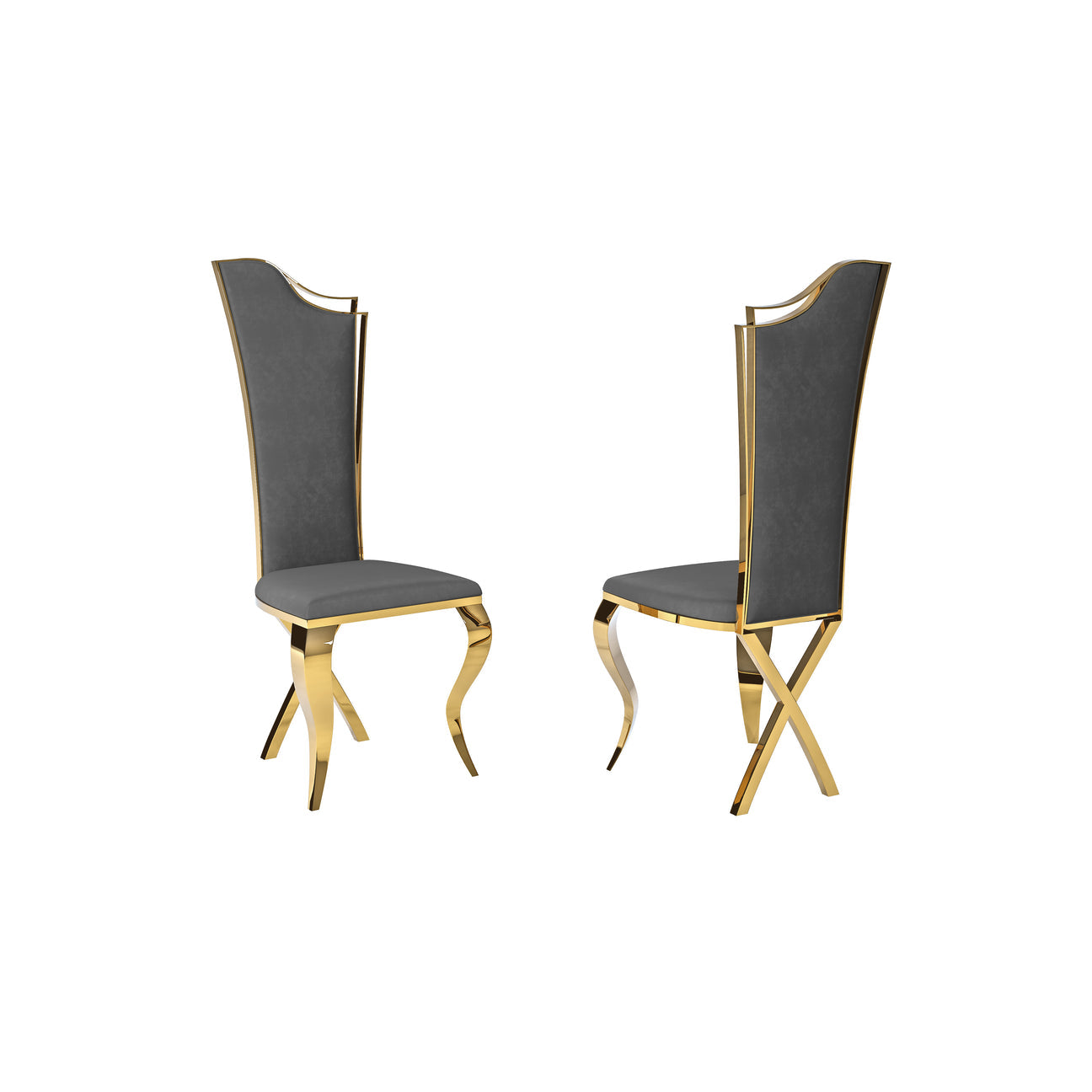 Serena White Upholstered Dining Chairs (Set Of 2) Stainless Steel Side Chair With Gold Legs