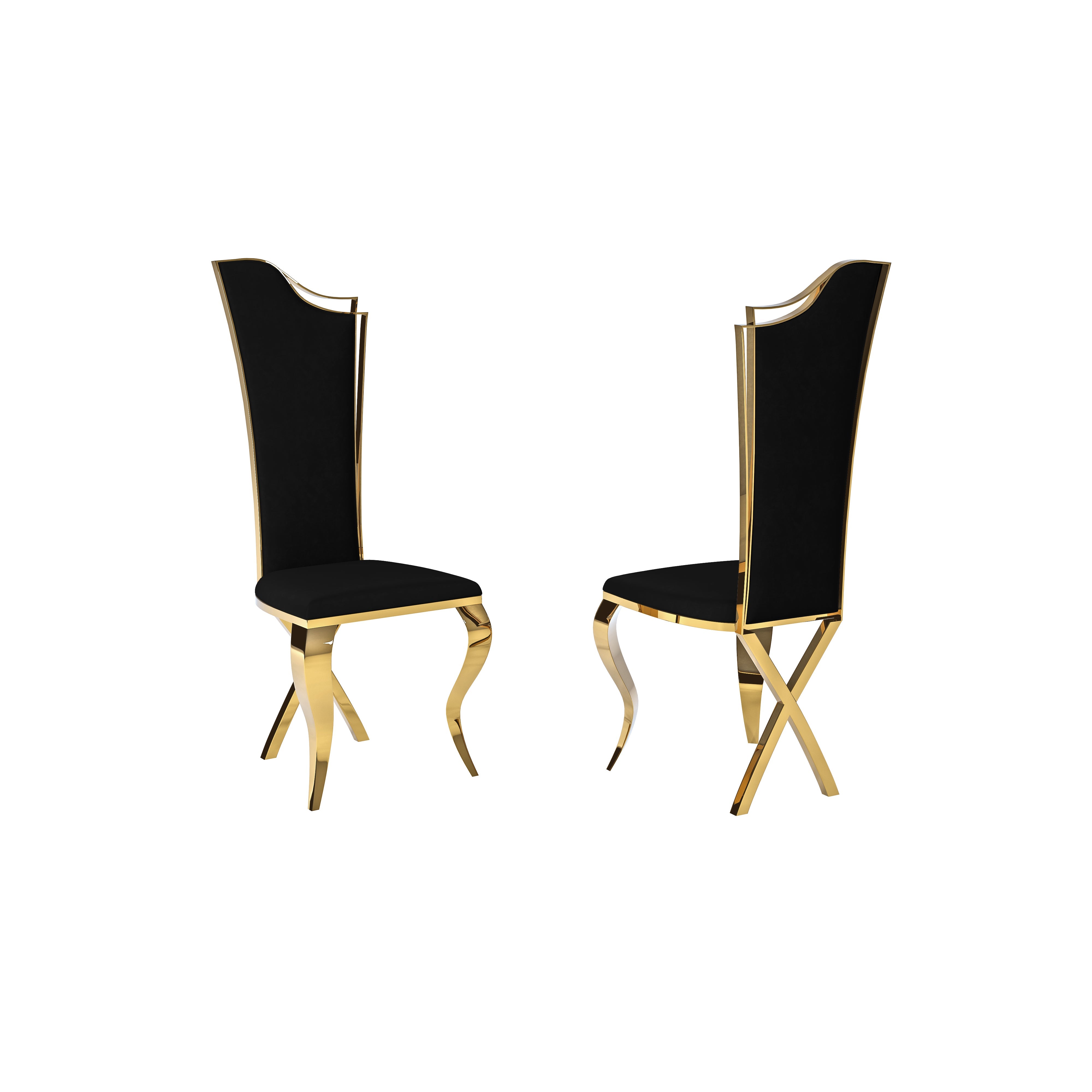 Serena White Upholstered Dining Chairs (Set Of 2) Stainless Steel Side Chair With Gold Legs