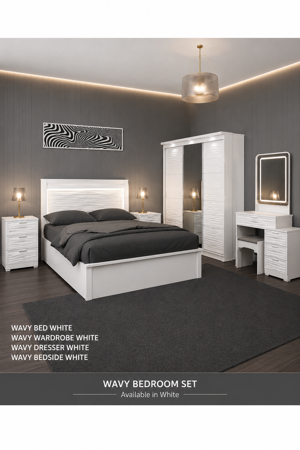Wavy style bedroom set