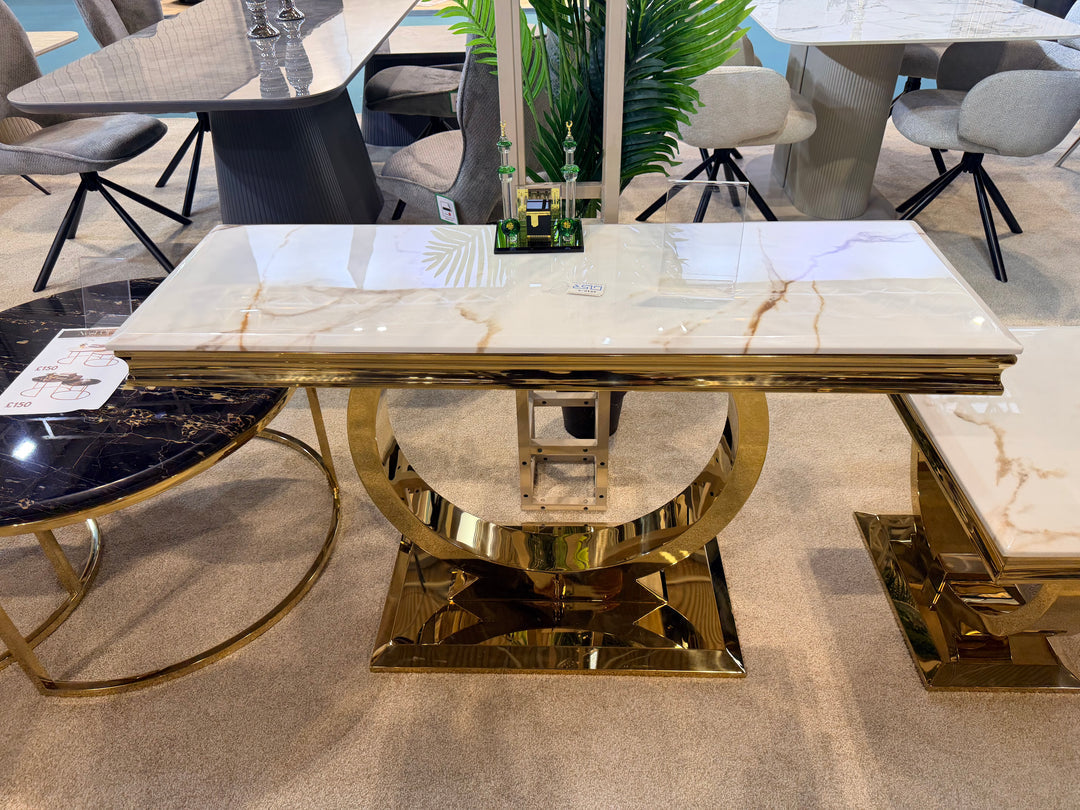 Airanna console table with gold base