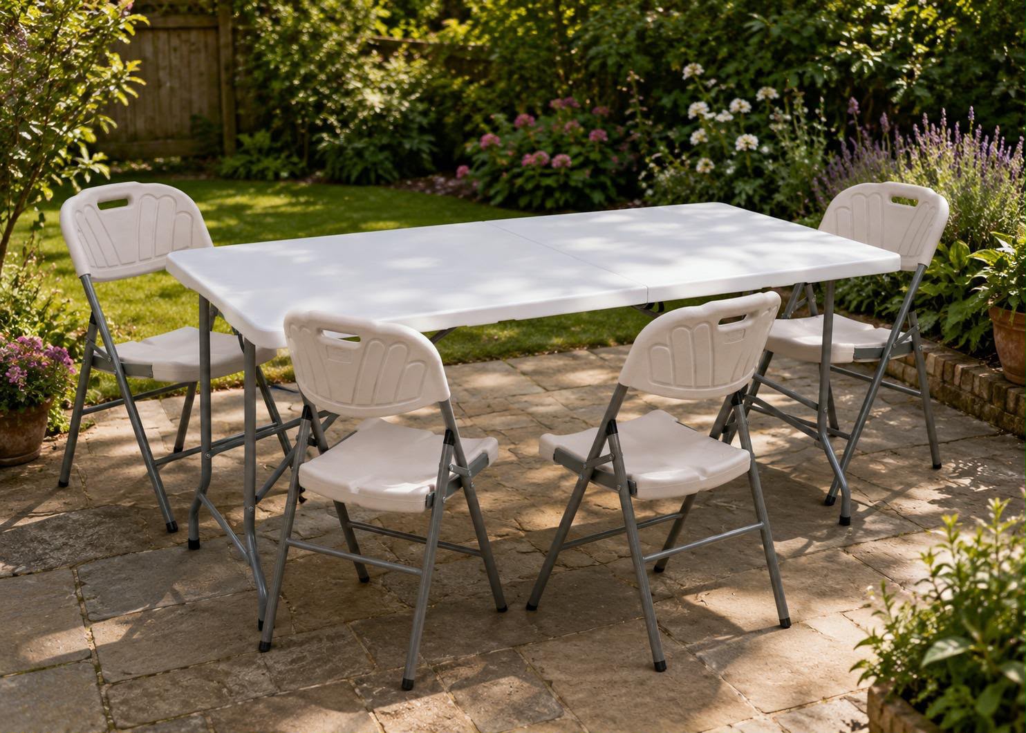 Folding table and 6 chairs