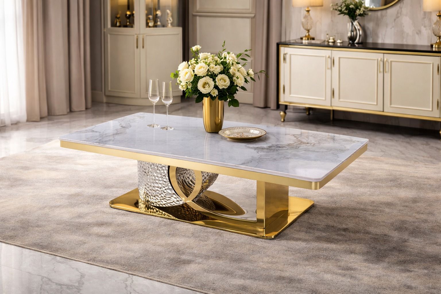 Louise coffee table with sintered stone