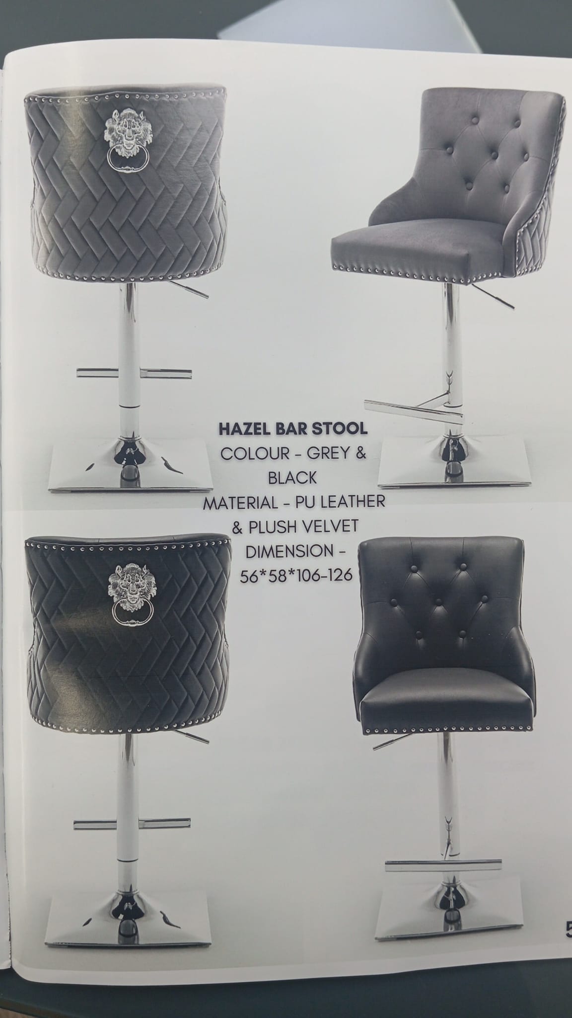 Leather grey bar chairs x2