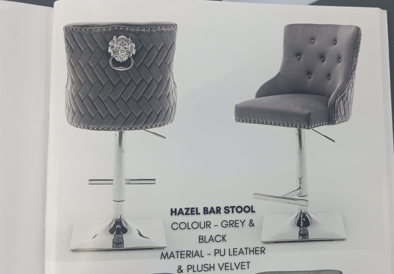 Leather grey bar chairs x2