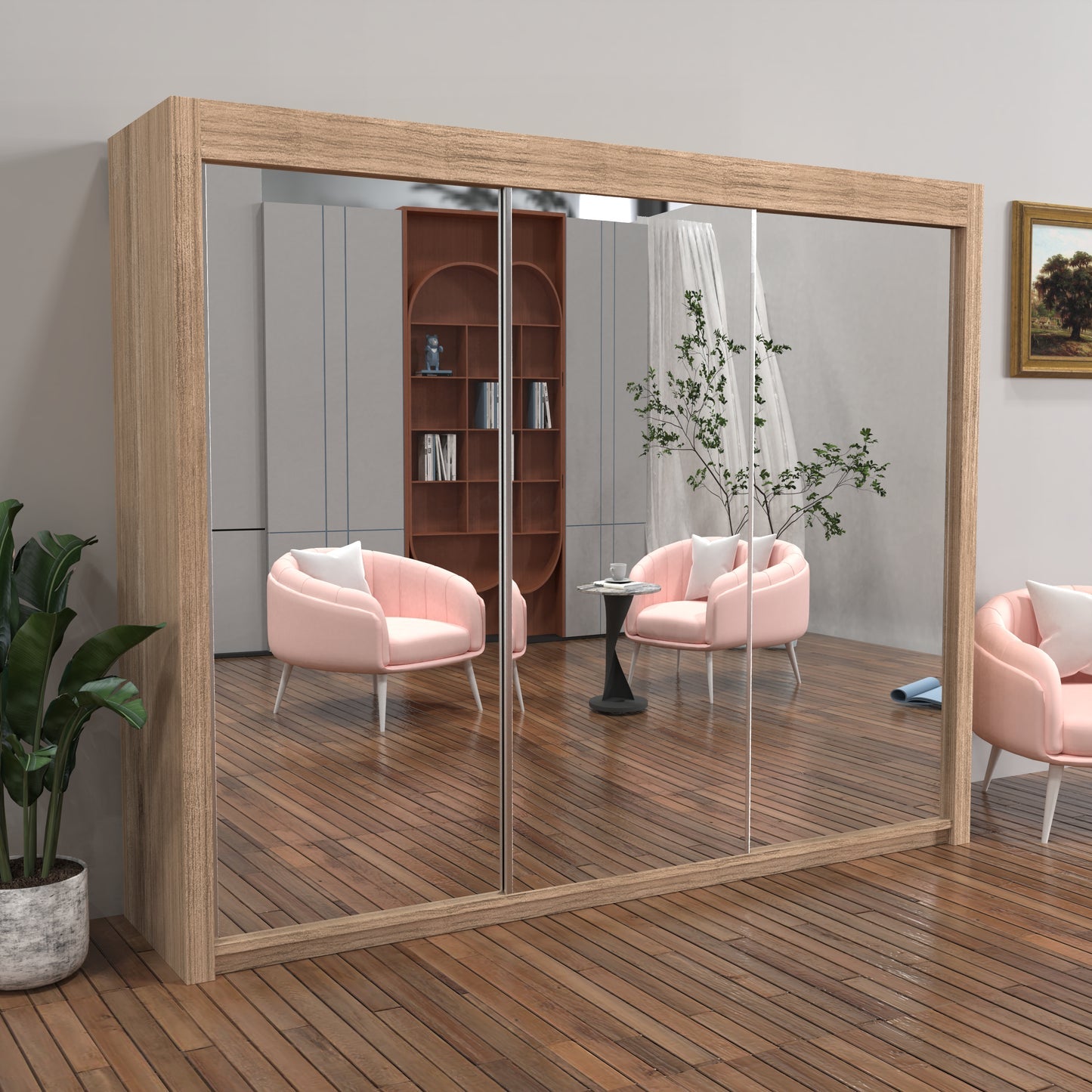 Chicago three mirrored doors wardrobe 250cm