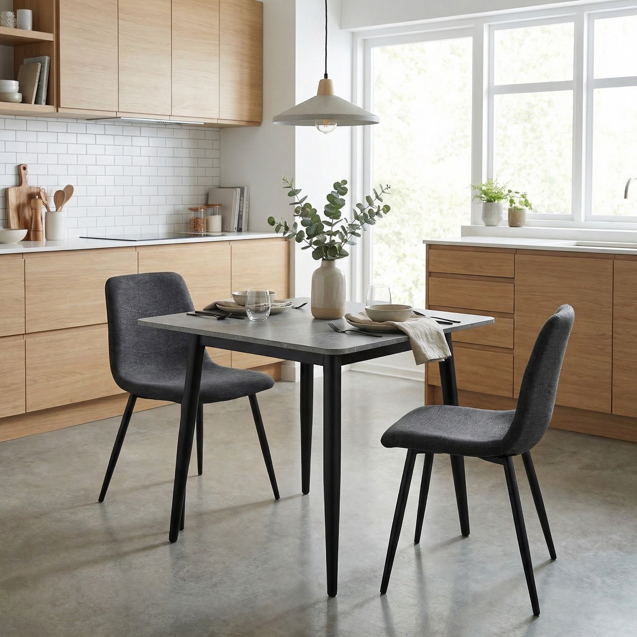 Nova Sintered Stone Dining Table 70x70cm – Marble with 4 chairs