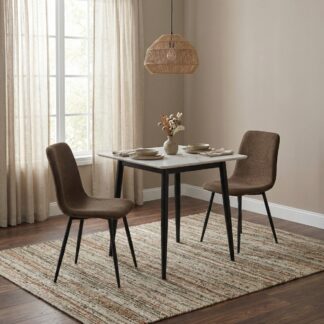Nova Sintered Stone Dining Table 70x70cm – Marble with 4 chairs