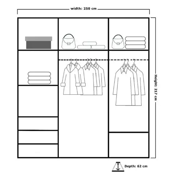 Ronni Sliding Door Wardrobe 250cm X 217cm