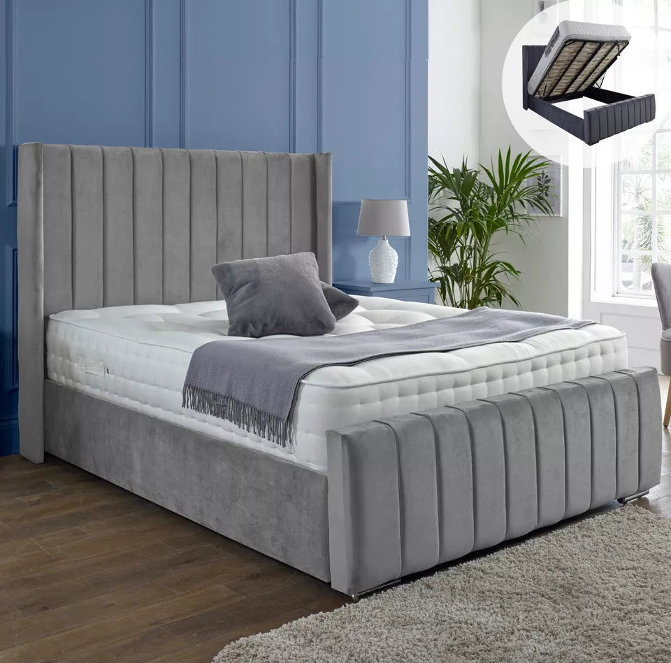 Wing headboard bed with and without storage