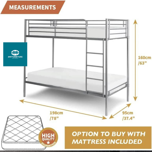 Single metal bunk beds( with / without mattresses)