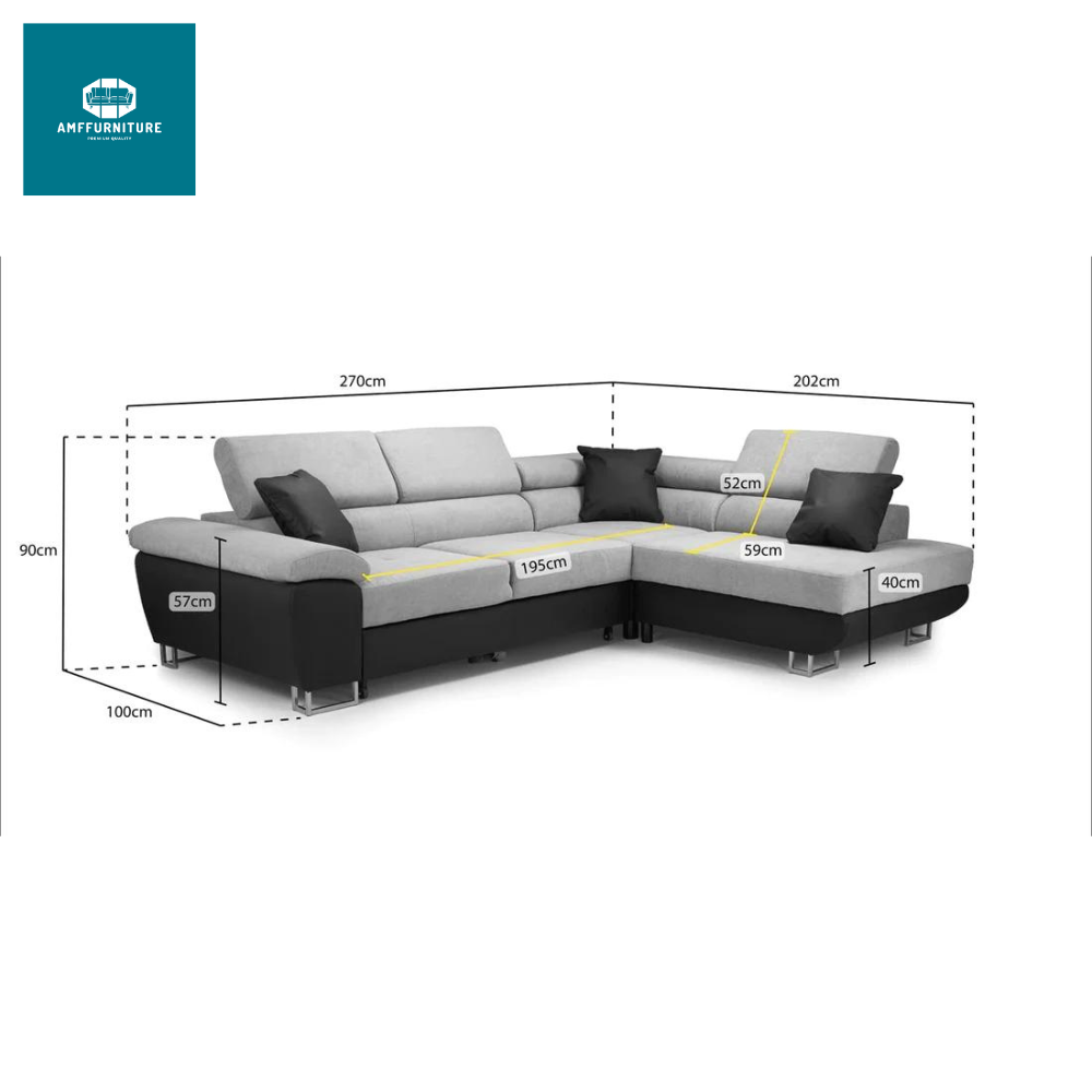 L shape anton sofa bed anton sofa right arm side and left arm side(right arm side)