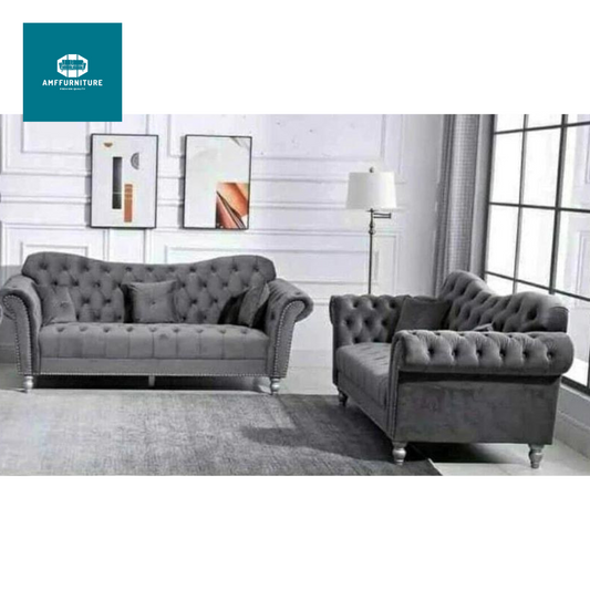 Elegance luxury sofa  velvet grey 3+2