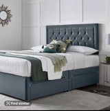 Plush Velvet Solid Divan Bed and Headboard