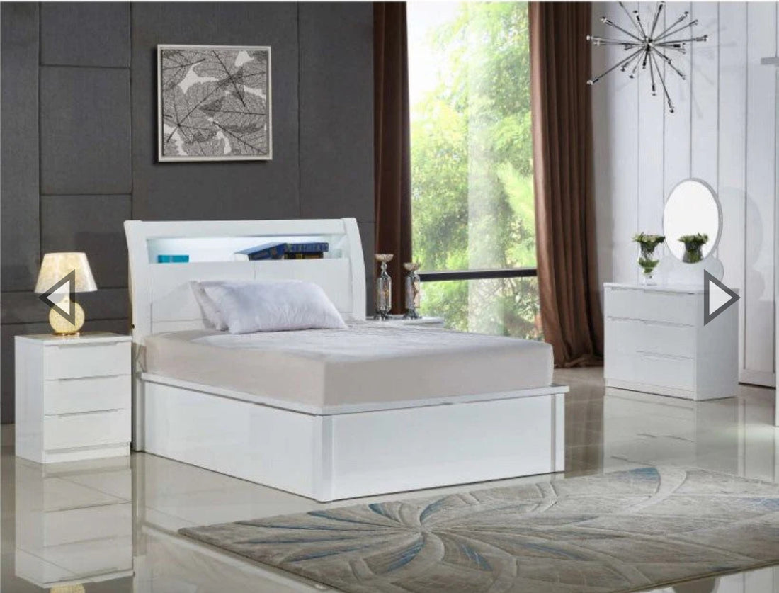 Wooden high gloss ottoman bed