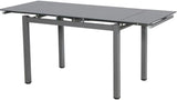 Extendable glass dining table with chairs