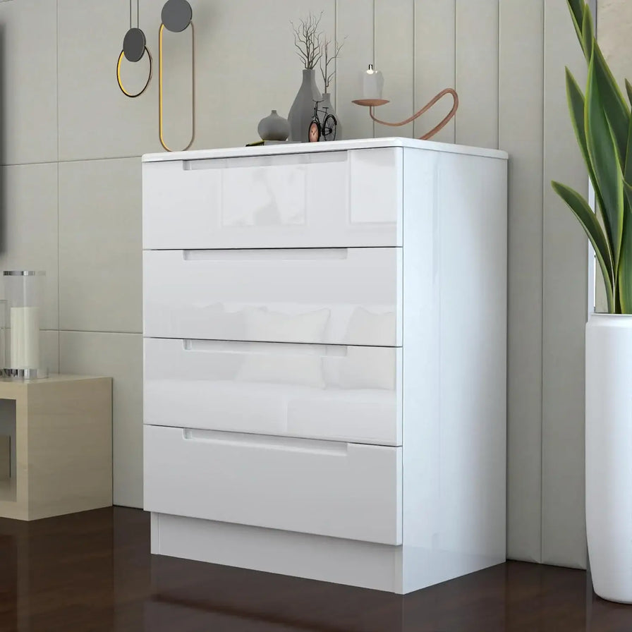 High gloss Luna chest of 4 drawers