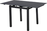 Extendable glass dining table with chairs