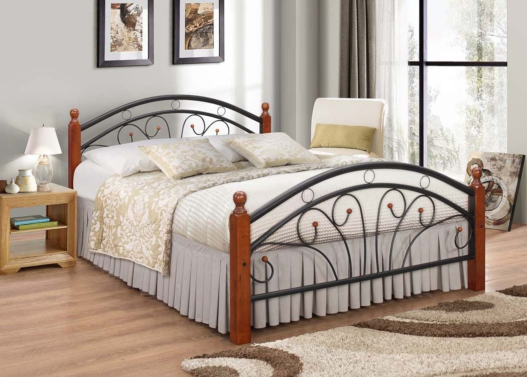 Black Bed Wood & Steel