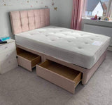 Plush Velvet Solid Divan Bed and Headboard