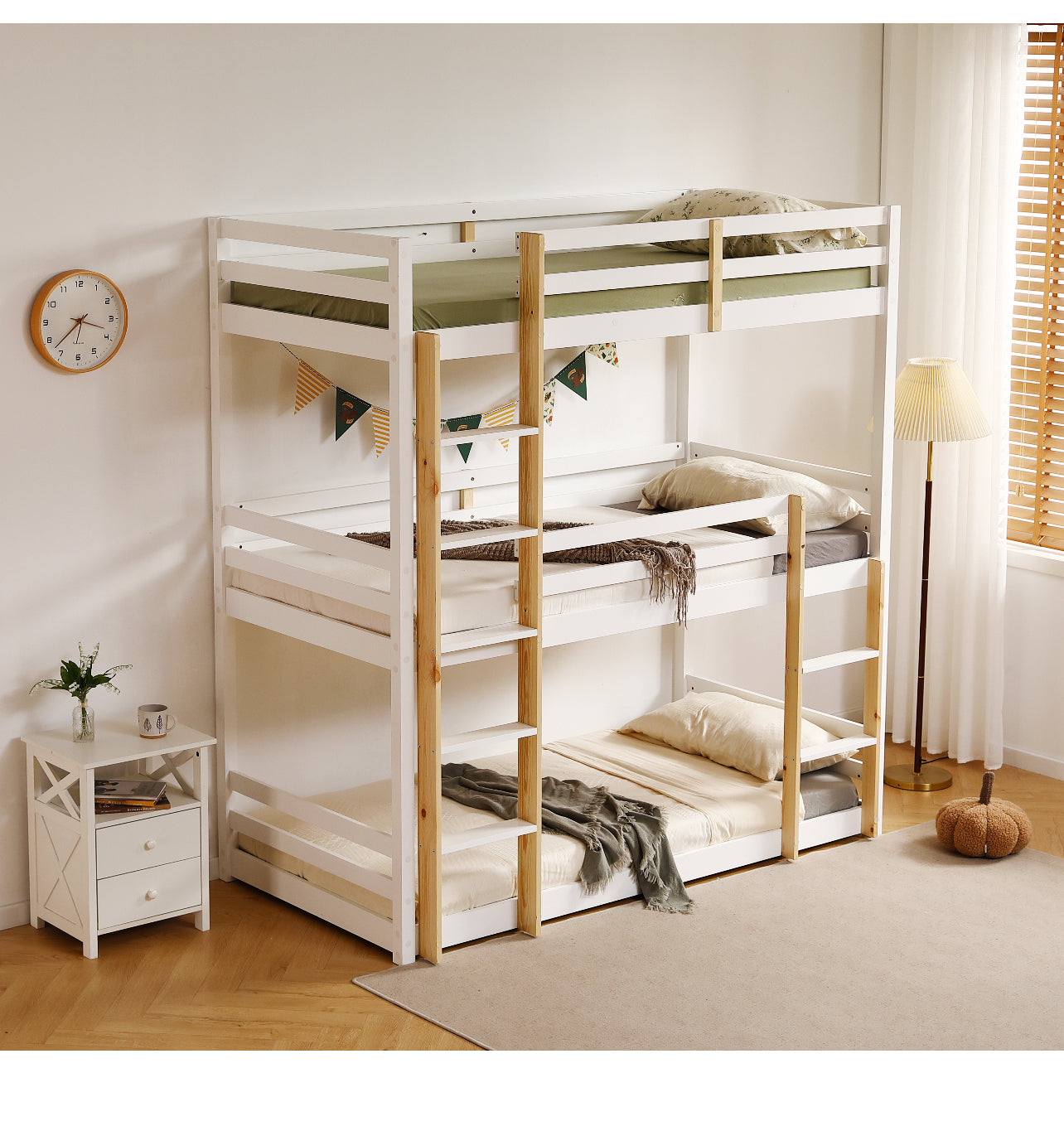 Lydia Triple Story Bunk Bed in Brilliant White